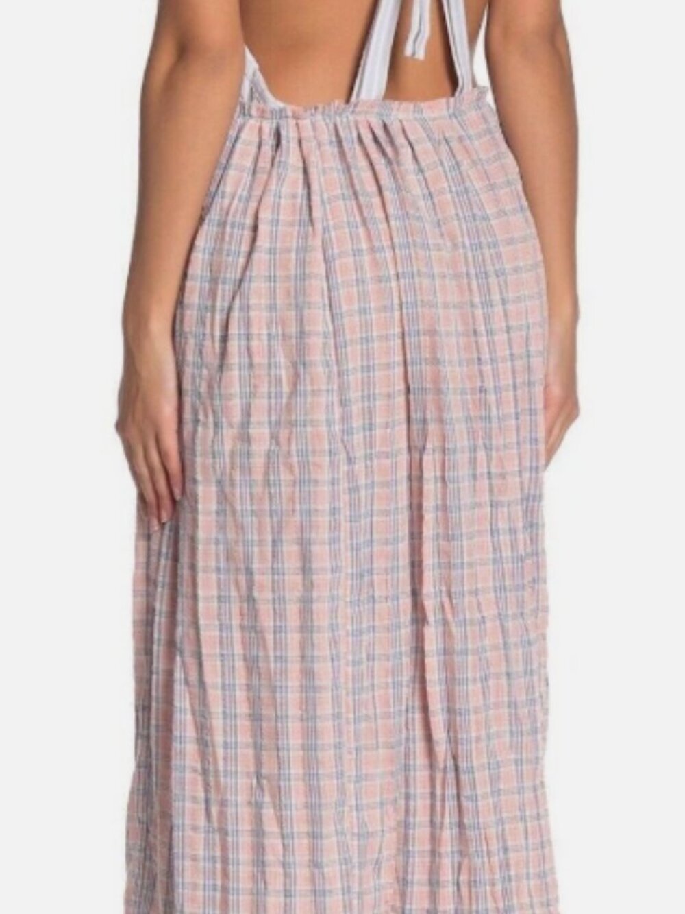 NWT Free People Women's Halter Dress Size Medium Plaid Midi Boho - Picture 2 of 6